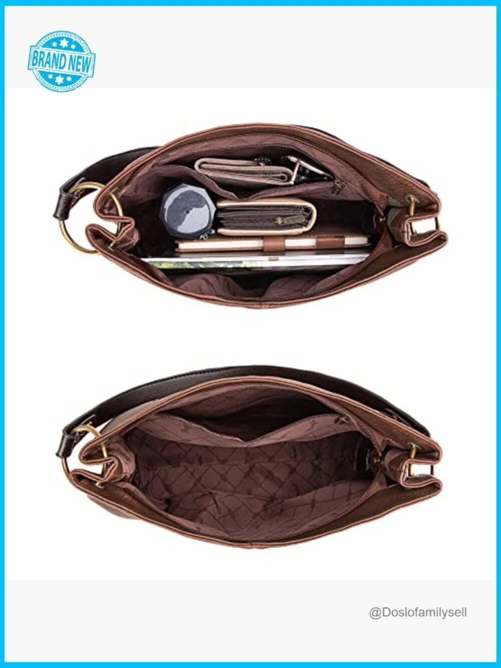 Vegan Leather Hobo Bag Top Handle Shoulder Purse Handbag Two Tone Vintage